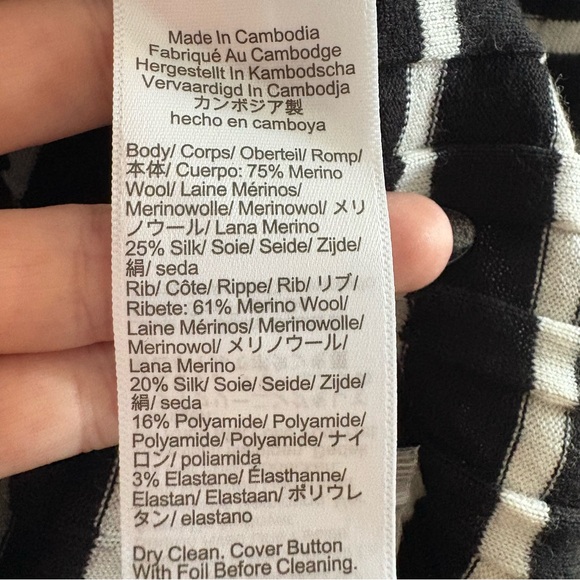 New! Madewell merino wool black and White Striped Long Sleeve Top - Picture 3 of 4